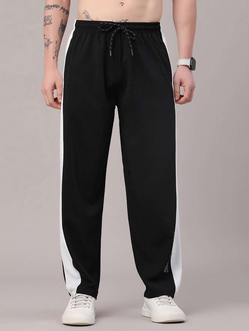 men side taped mid rise relaxed fit track pant