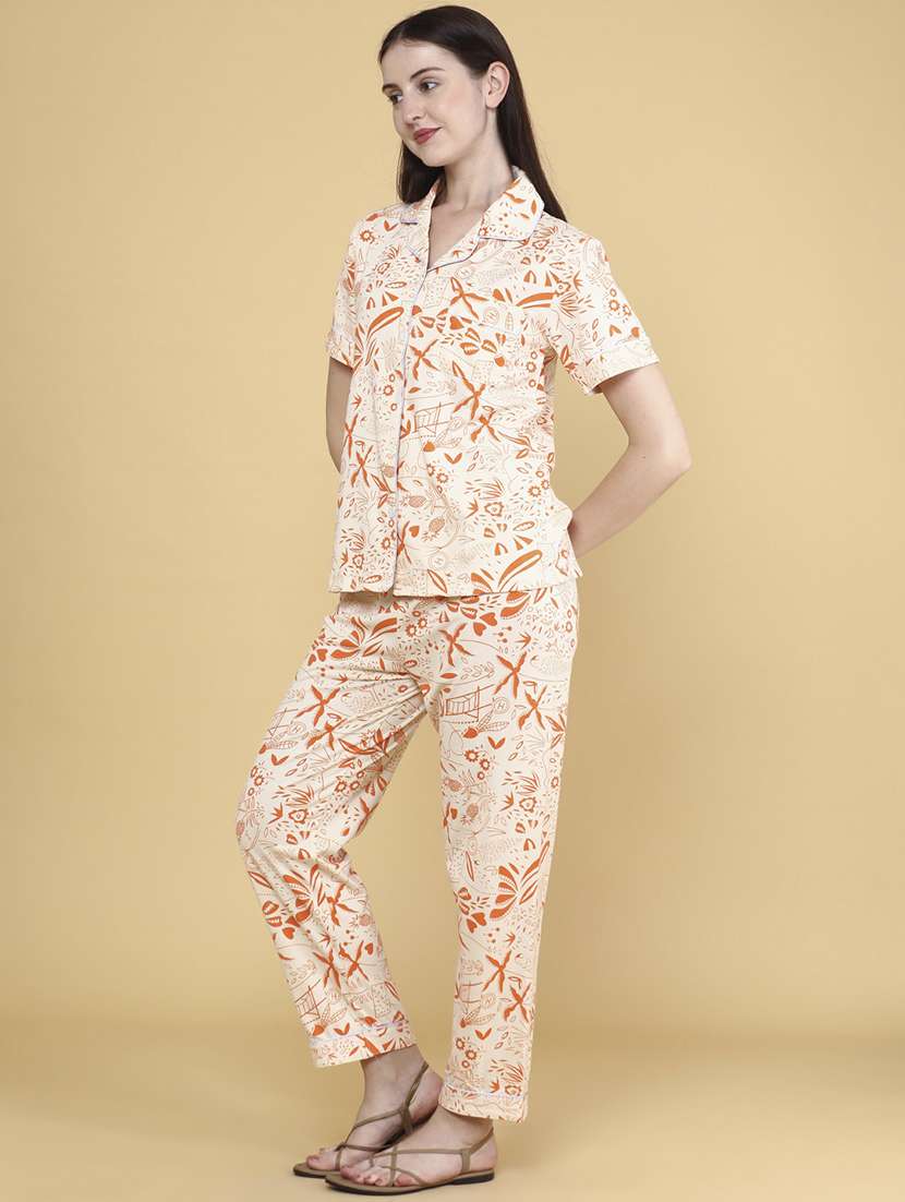 orange polyester pyjama set nightwear - 22304700 -  Standard Image - 3