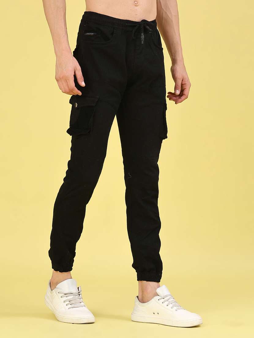 men solid mid rise regular fit jogger