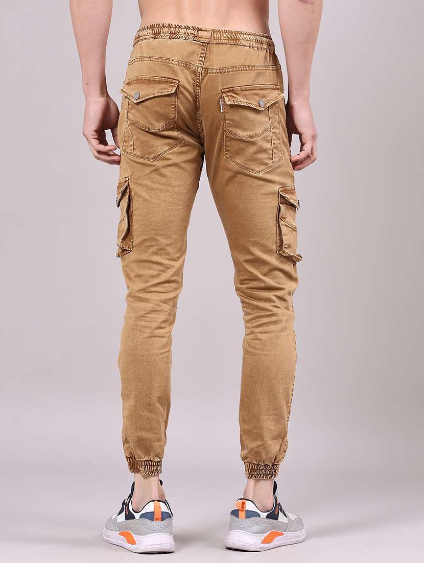 men solid mid rise regular fit jogger - 22304720 -  Standard Image - 3