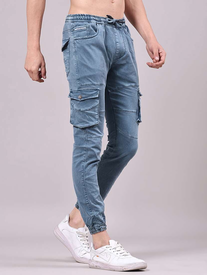 men solid mid rise regular fit jogger
