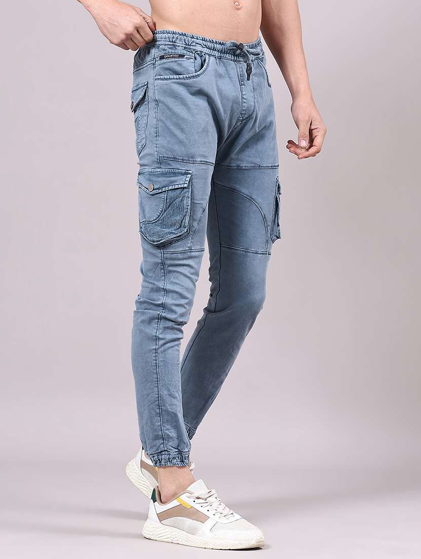 men solid mid rise regular fit jogger