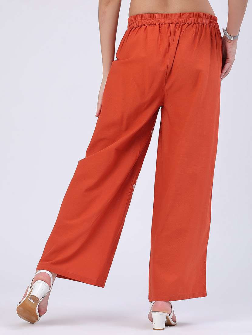 women embroidered mid rise wide leg trouser - 22304746 -  Standard Image - 3