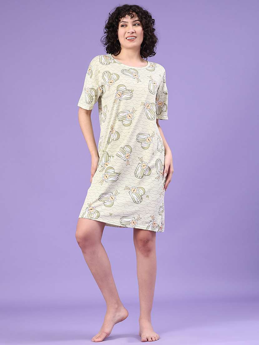 women printed short sleeve sleepshirt