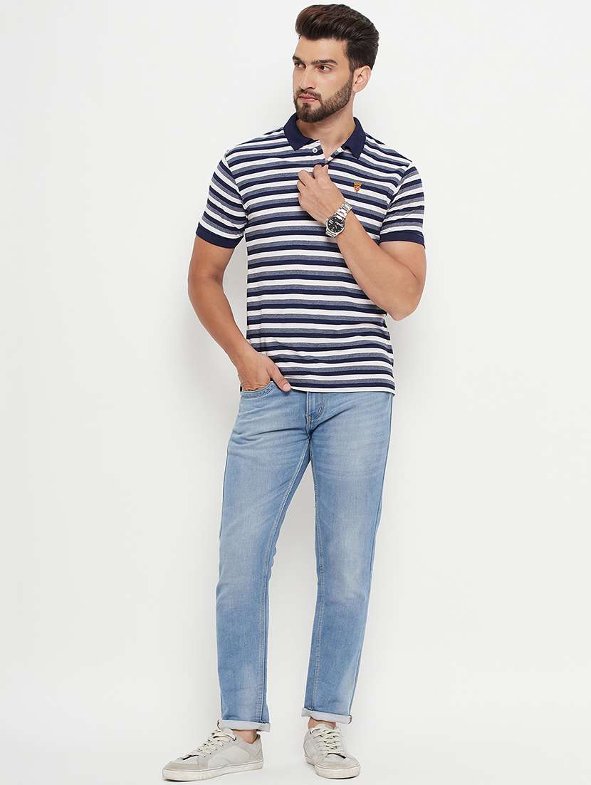 men striped short sleeve regular fit polo t-shirt - 22305002 -  Standard Image - 3