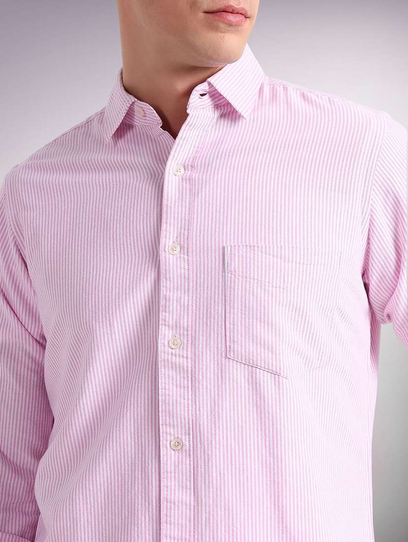 men striped long sleeve regular fit casual shirt - 22305080 -  Standard Image - 3