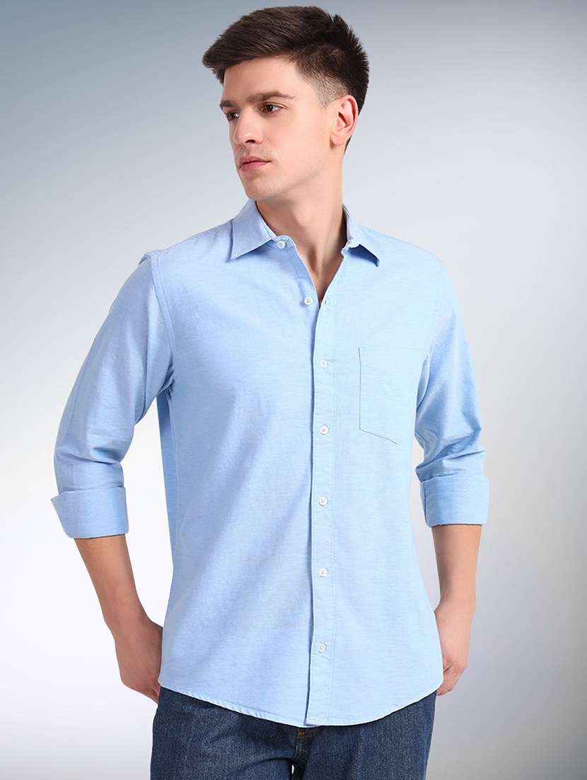 men solid long sleeve regular fit casual shirt
