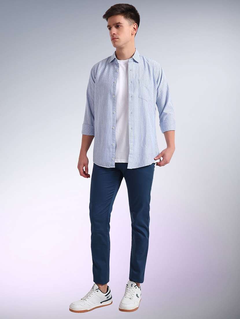 men striped long sleeve regular fit casual shirt - 22305083 -  Standard Image - 3