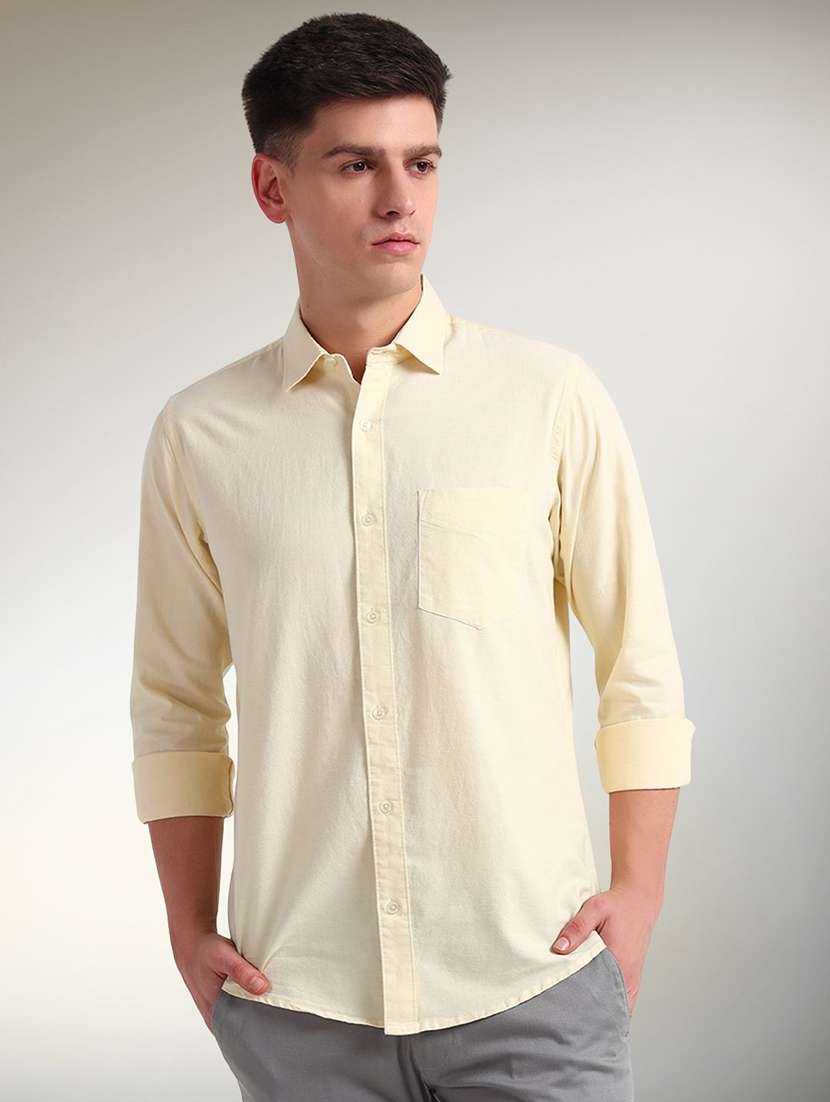 men solid long sleeve regular fit casual shirt
