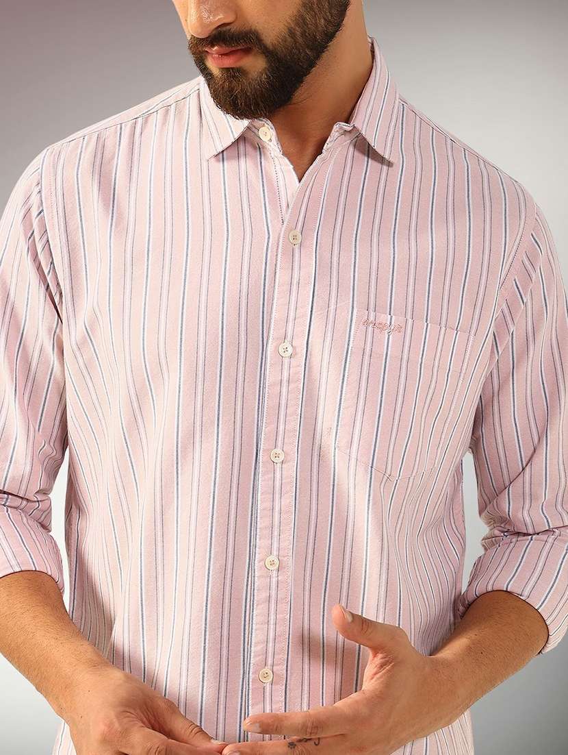 men striped long sleeve regular fit casual shirt - 22305086 -  Standard Image - 3