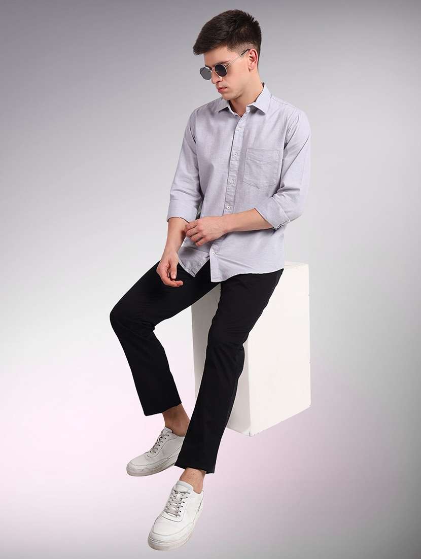 men solid long sleeve regular fit casual shirt - 22305087 -  Standard Image - 3