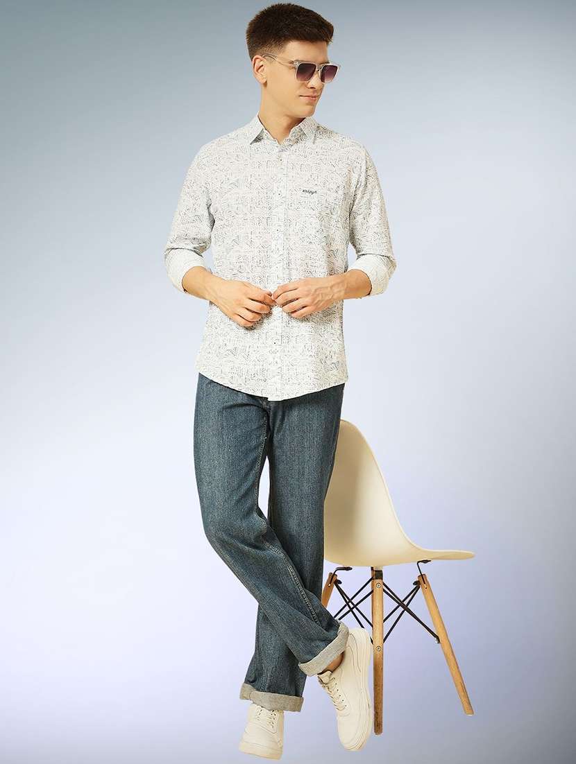 men printed long sleeve regular fit casual shirt - 22305090 -  Standard Image - 3