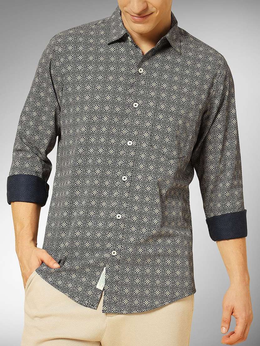 men printed long sleeve regular fit casual shirt - 22305091 -  Standard Image - 3