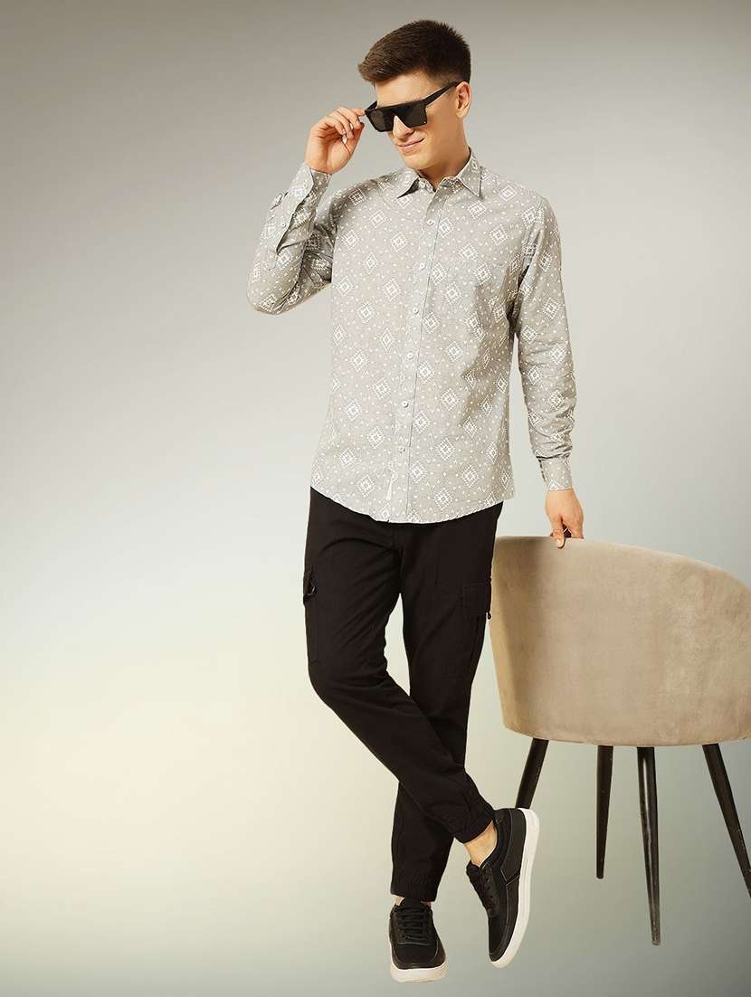 men printed long sleeve regular fit casual shirt - 22305092 -  Standard Image - 3