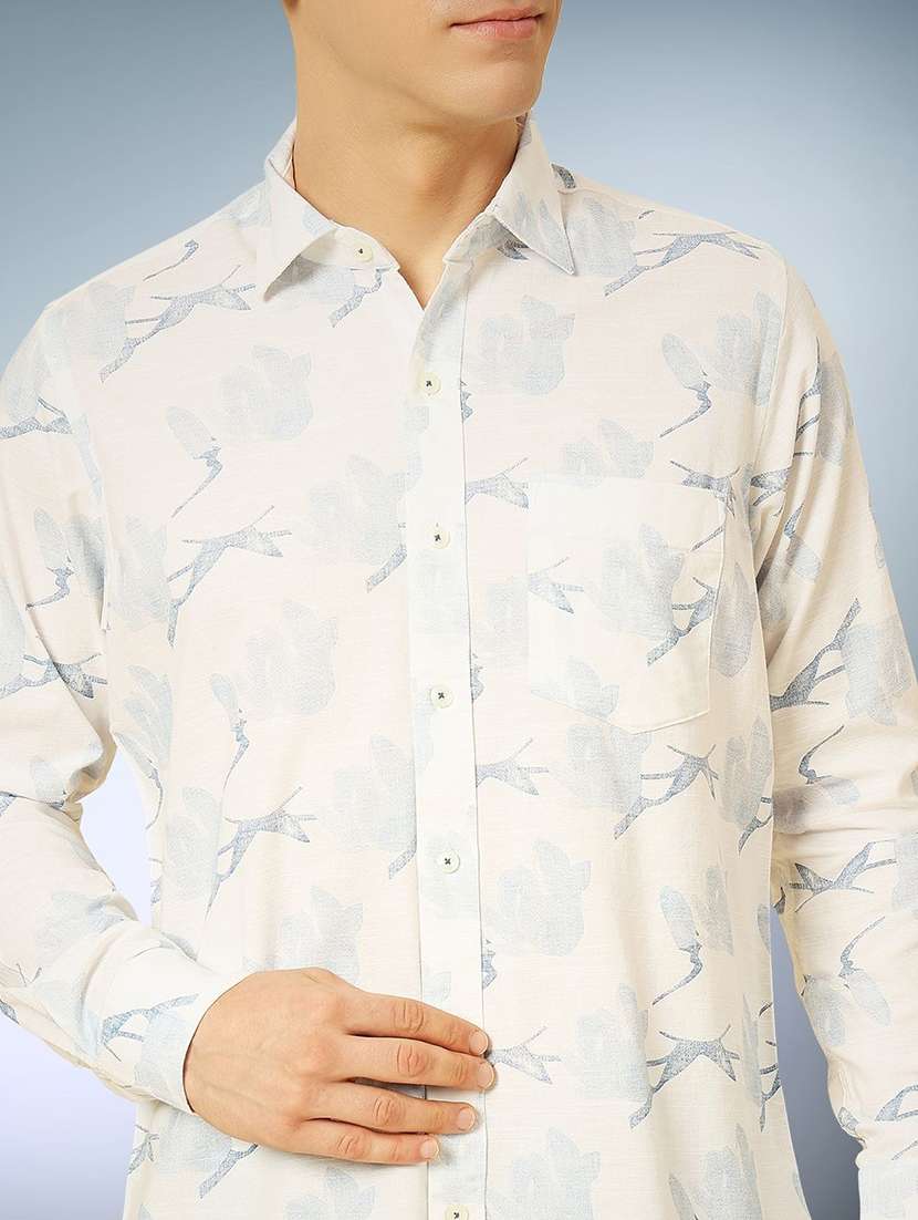 men printed long sleeve regular fit casual shirt - 22305094 -  Standard Image - 3