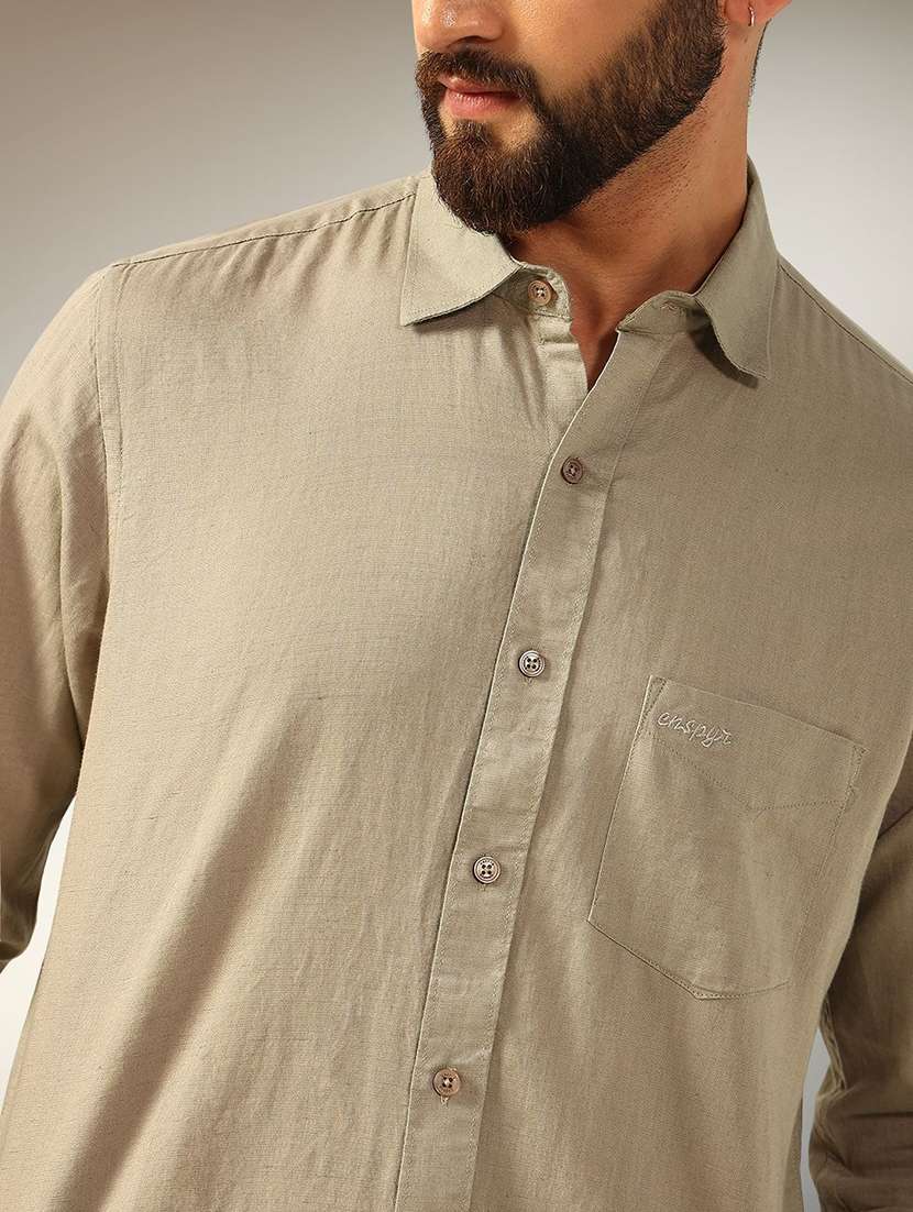 men solid long sleeve regular fit casual shirt - 22305105 -  Standard Image - 3