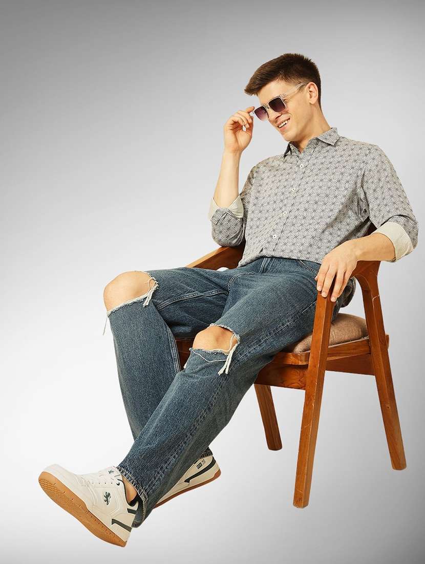 men printed long sleeve regular fit casual shirt - 22305111 -  Standard Image - 3