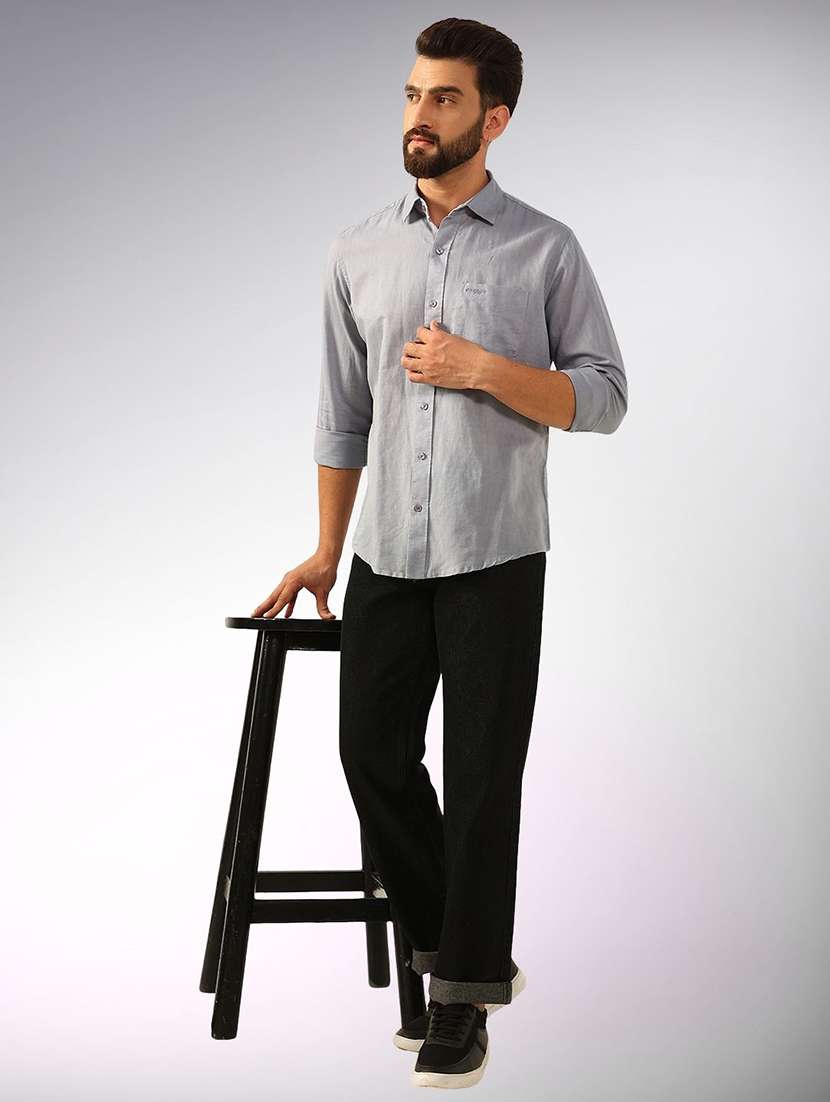 men solid long sleeve regular fit casual shirt - 22305112 -  Standard Image - 3