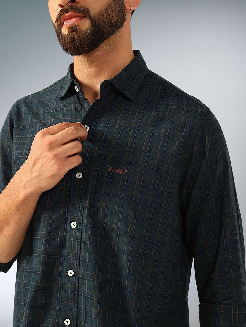 men checkered long sleeve regular fit casual shirt - 22305119 -  Standard Image - 3