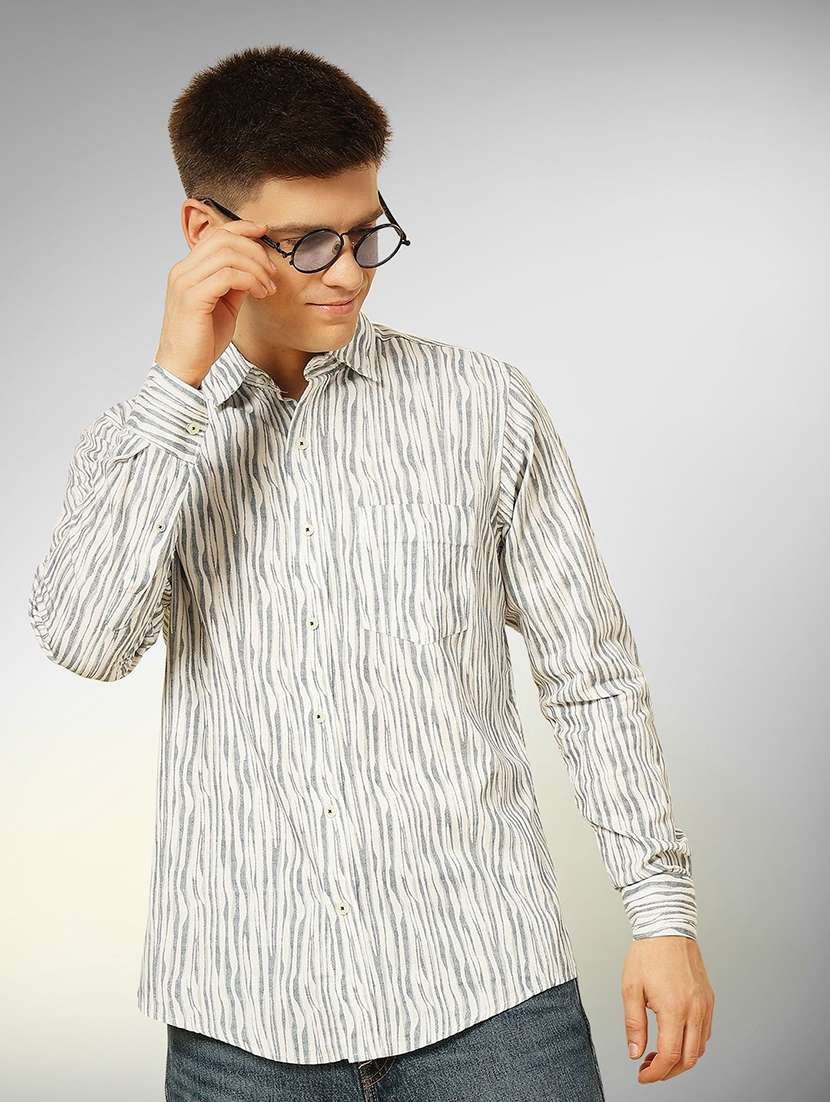 men printed long sleeve regular fit casual shirt