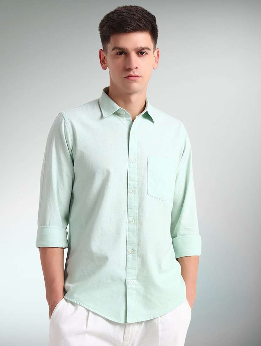 men solid long sleeve regular fit casual shirt