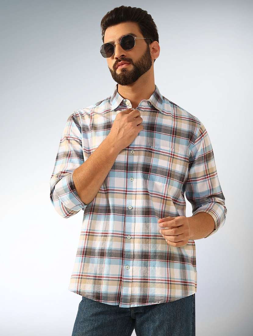 men checkered long sleeve regular fit casual shirt