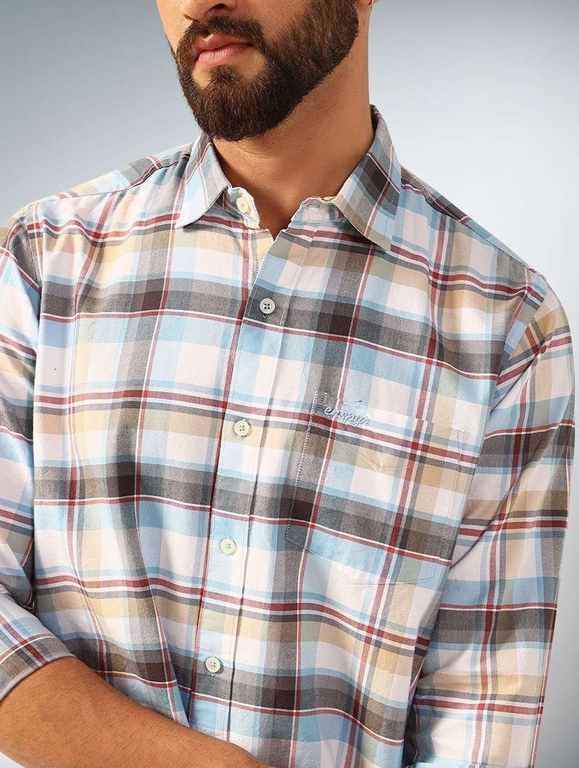 men checkered long sleeve regular fit casual shirt - 22305126 -  Standard Image - 3