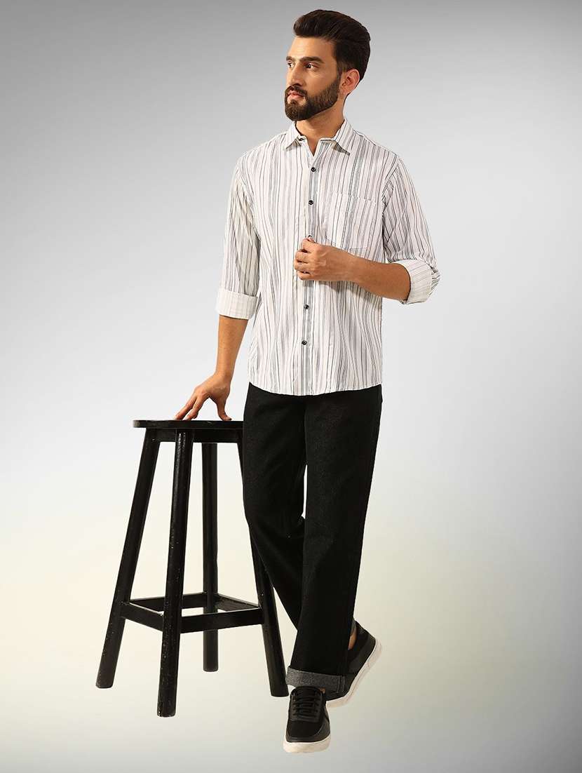 men striped long sleeve regular fit casual shirt - 22305128 -  Standard Image - 3
