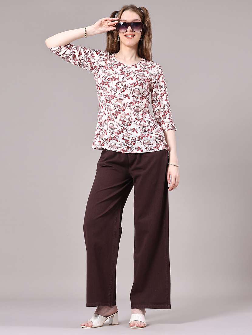 women floral three quarter sleeve straight kurti - 22305217 -  Standard Image - 5