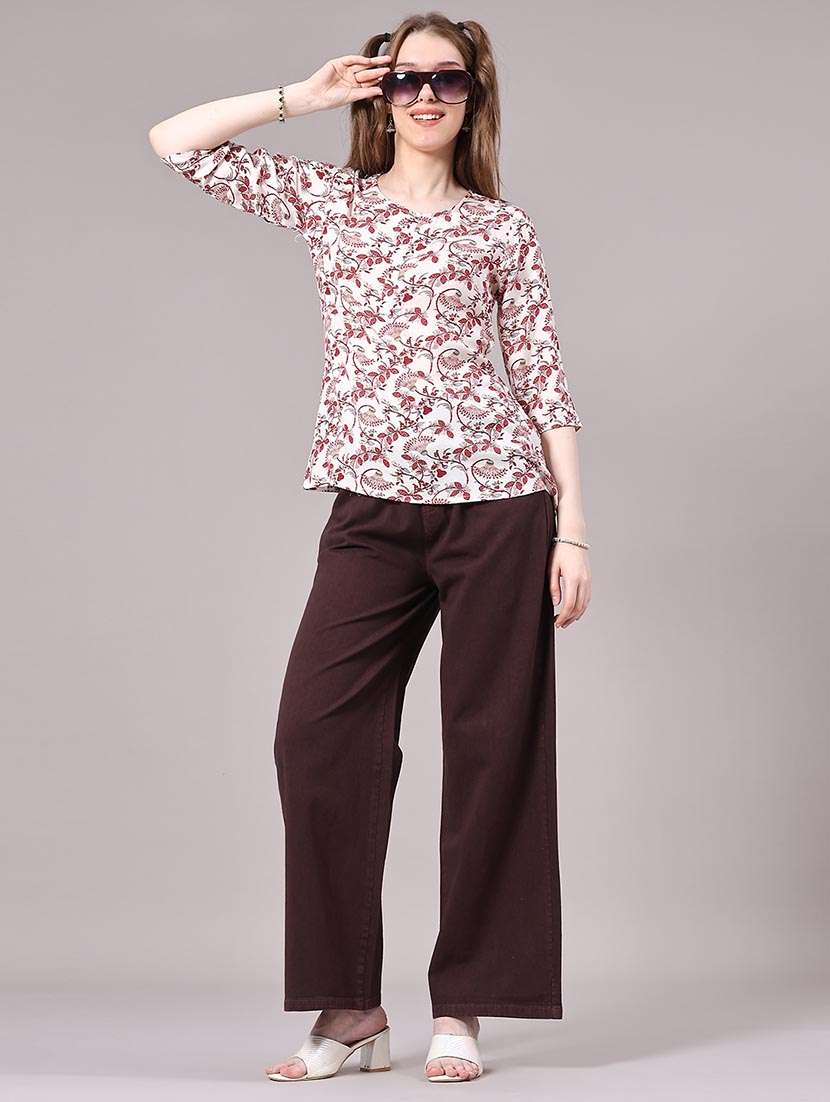 women floral three quarter sleeve straight kurti - 22305217 -  Standard Image - 5