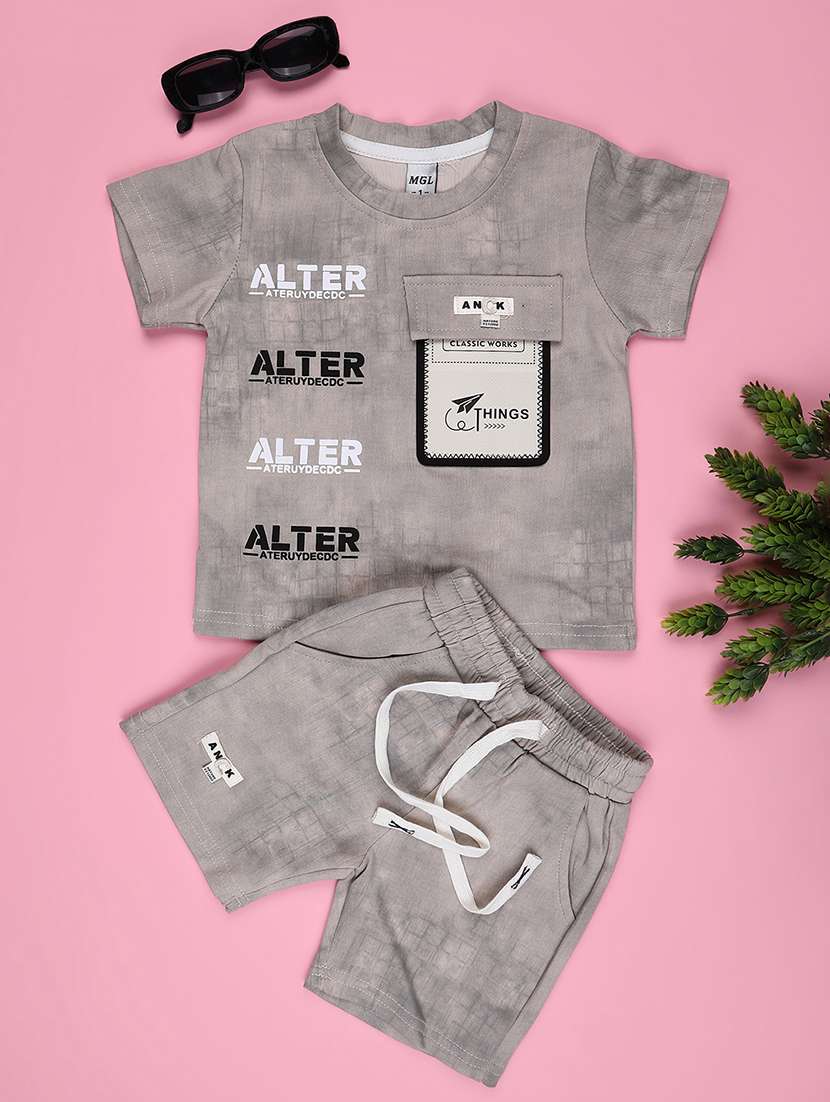 boys printed short sleeve t-shirt & shorts co-ords set