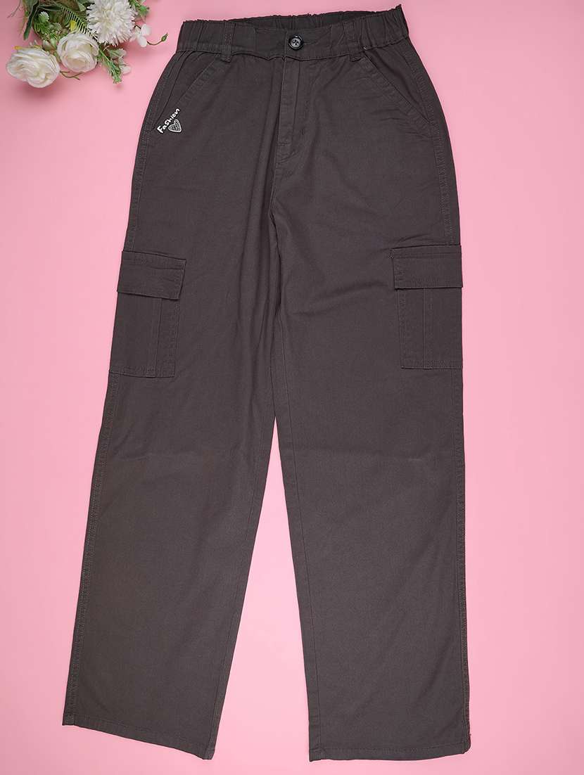 girls solid mid rise cargo