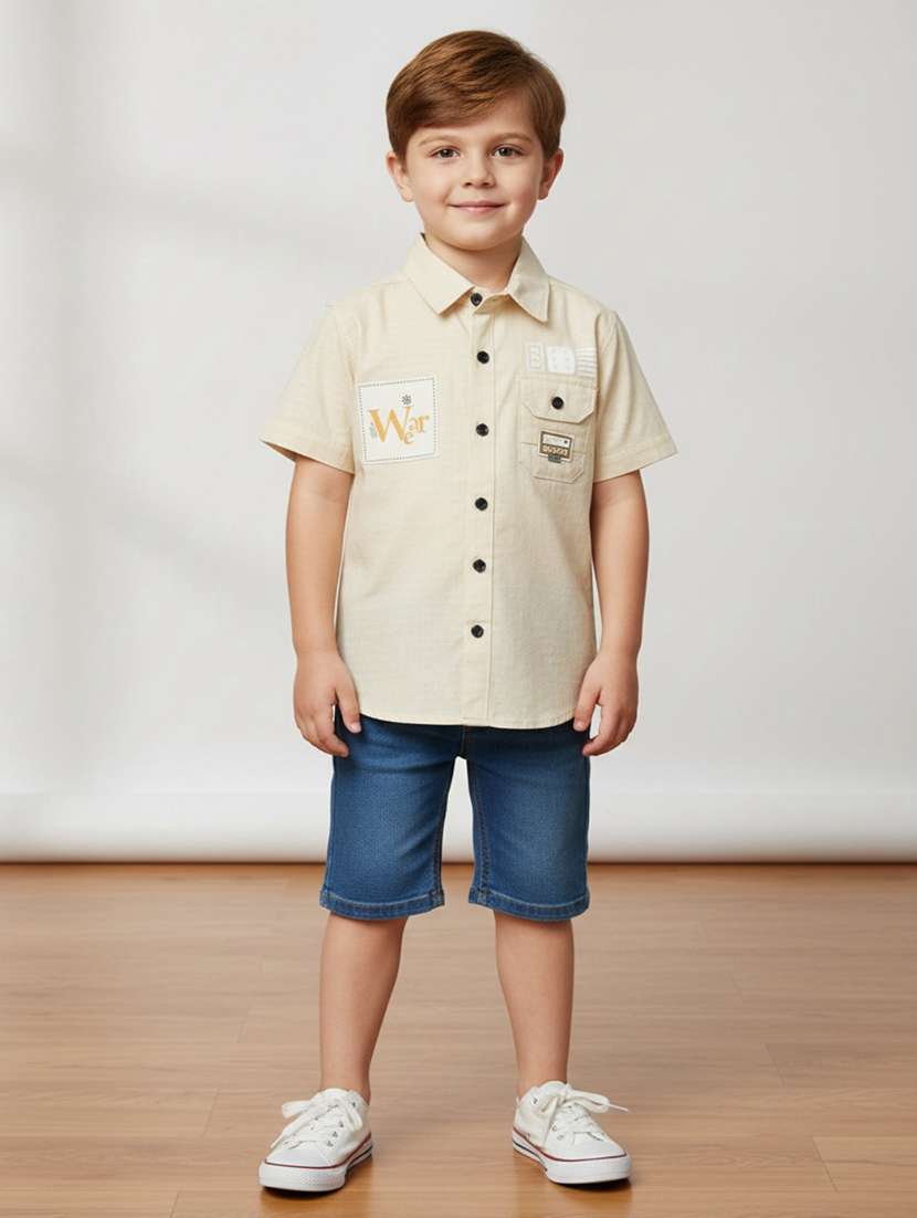 boys printed collared short sleeve shirt