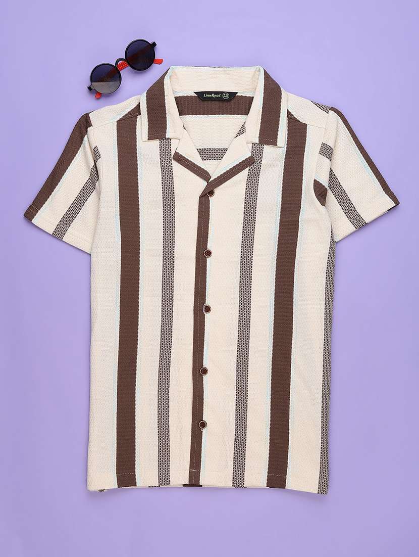 boys striped short sleeve casual shirt