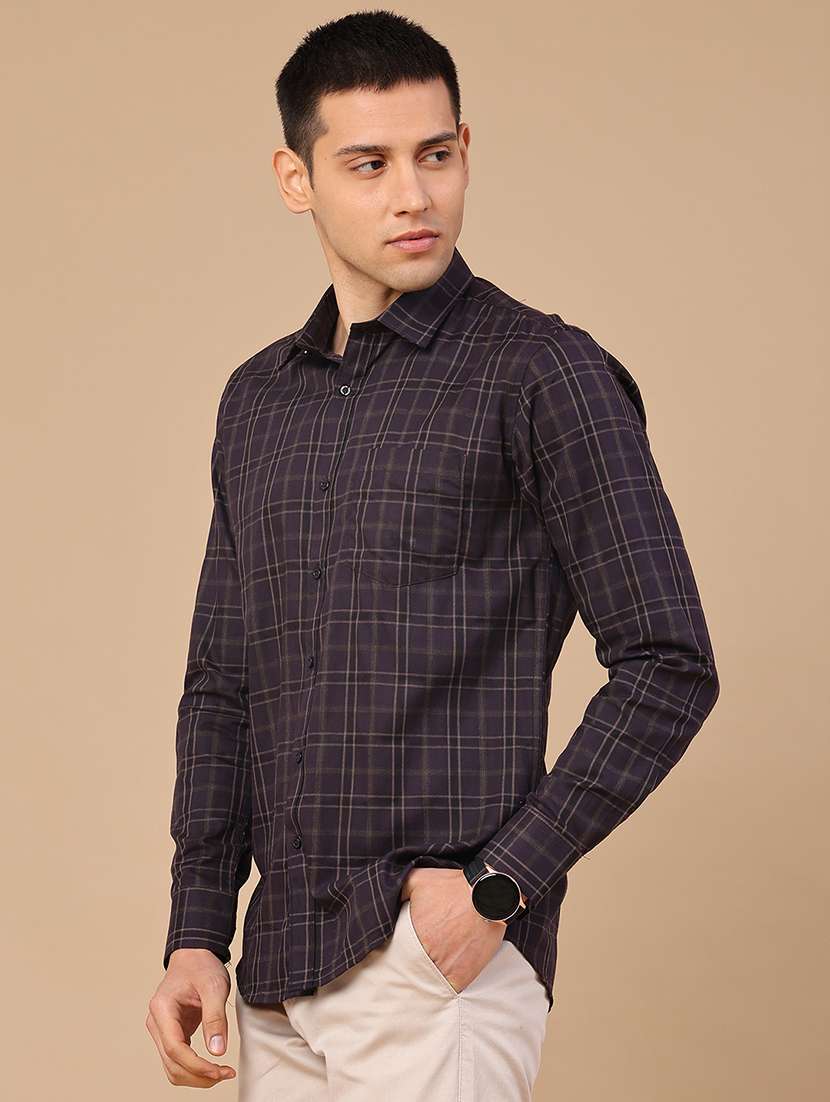 men checkered long sleeve slim fit casual shirt - 22305389 -  Standard Image - 3