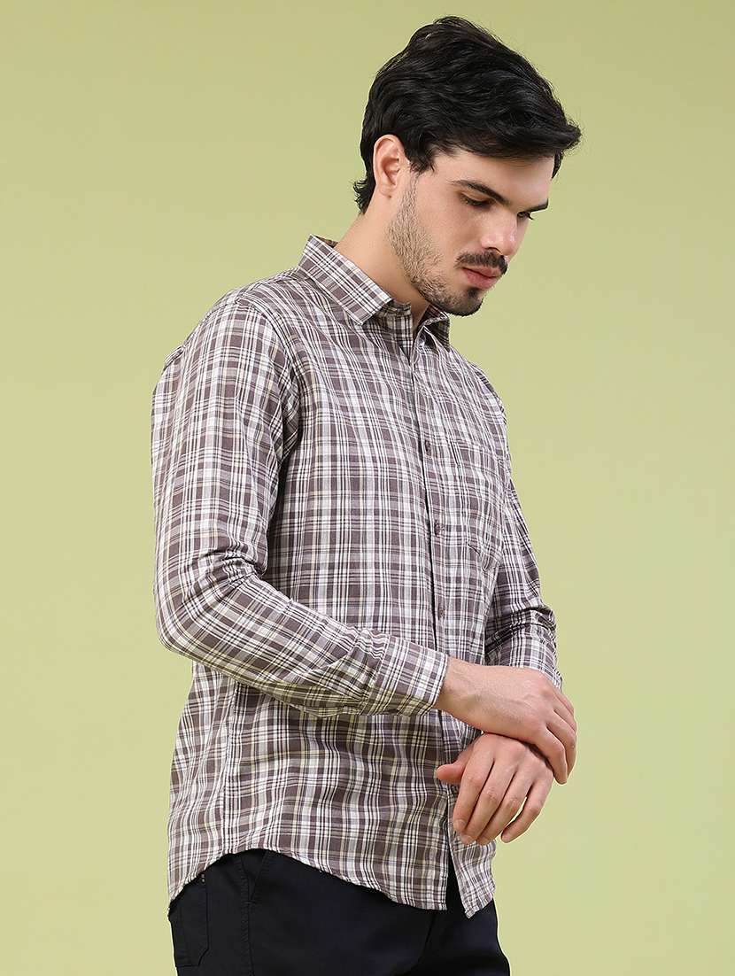 men checkered long sleeve slim fit casual shirt - 22305390 -  Standard Image - 3