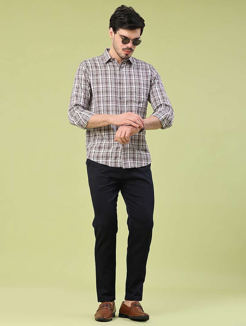 men checkered long sleeve slim fit casual shirt - 22305390 -  Standard Image - 5