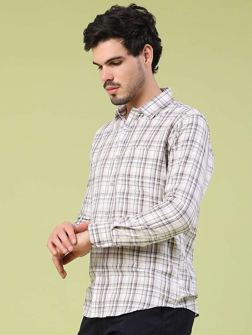 men checkered long sleeve slim fit casual shirt - 22305391 -  Standard Image - 3
