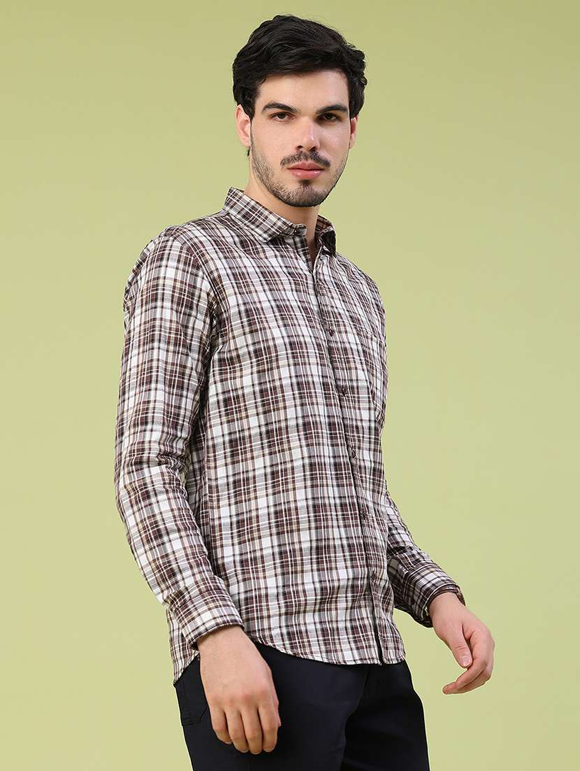 men checkered long sleeve slim fit casual shirt - 22305393 -  Standard Image - 3