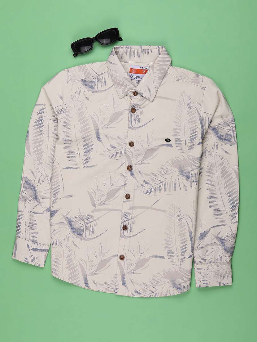 boys printed collared long sleeve shirt