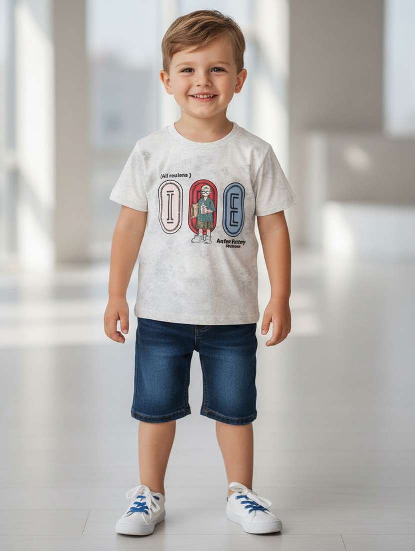 boys printed short sleeves regular fit t-shirt