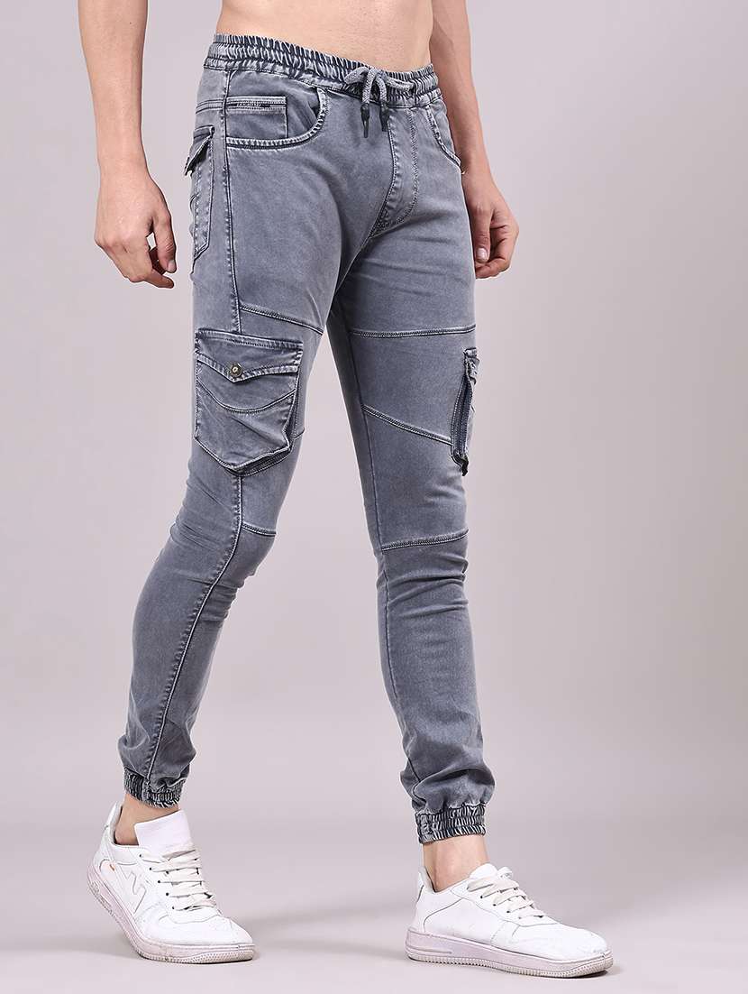 men solid mid rise regular fit jogger