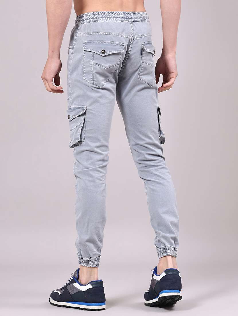 men solid mid rise regular fit jogger - 22305466 -  Standard Image - 3