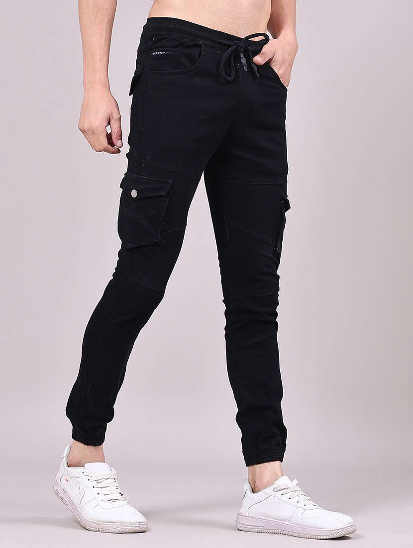 men solid mid rise regular fit jogger
