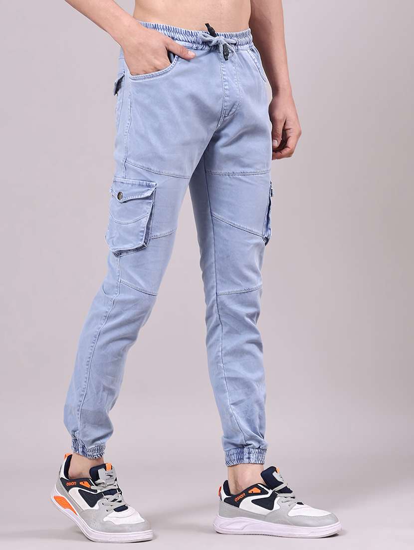 men solid mid rise regular fit jogger