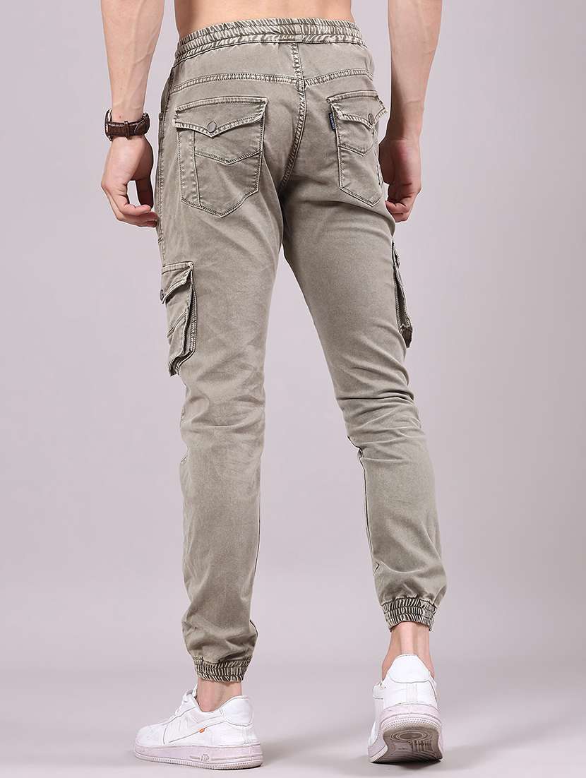 men solid mid rise regular fit jogger - 22305470 -  Standard Image - 3
