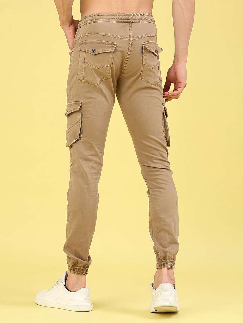 men solid mid rise regular fit jogger - 22305471 -  Standard Image - 3