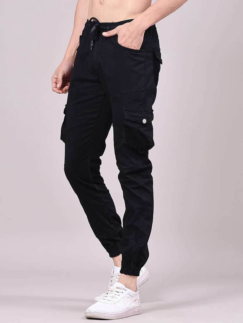 men solid mid rise regular fit jogger