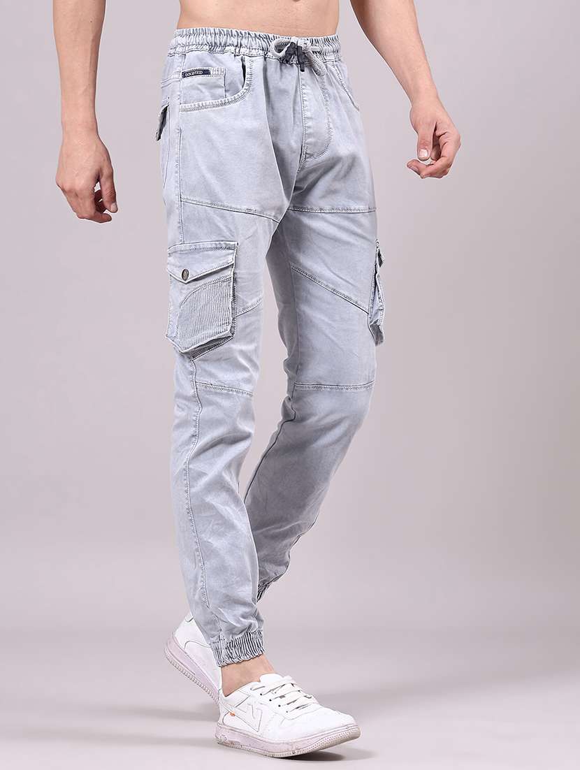 men solid mid rise regular fit jogger