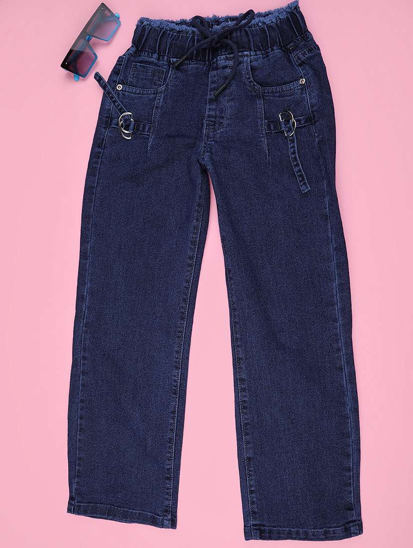 girls solid mid rise straight jean
